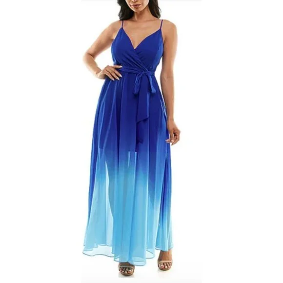 Women's Premier Amour Blue Ombre Sleeveless Maxi Dress Size 4 - Picture 6 of 15